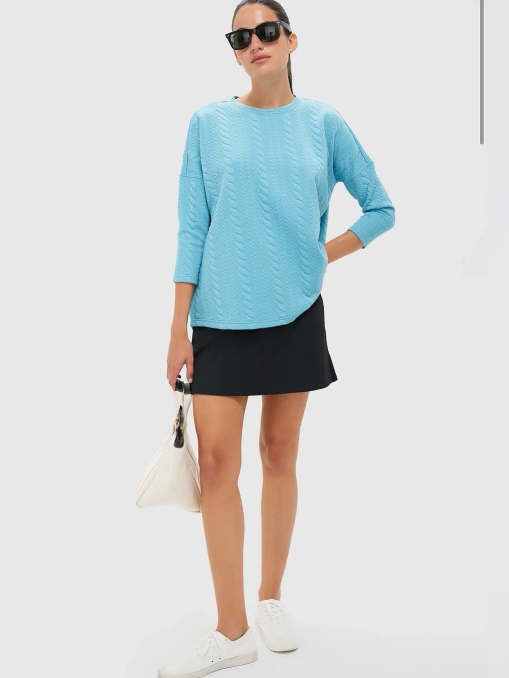 NWT Tuckernuck Sport Milky Blue Cable Ally Swing Sweatshirt - XS/S